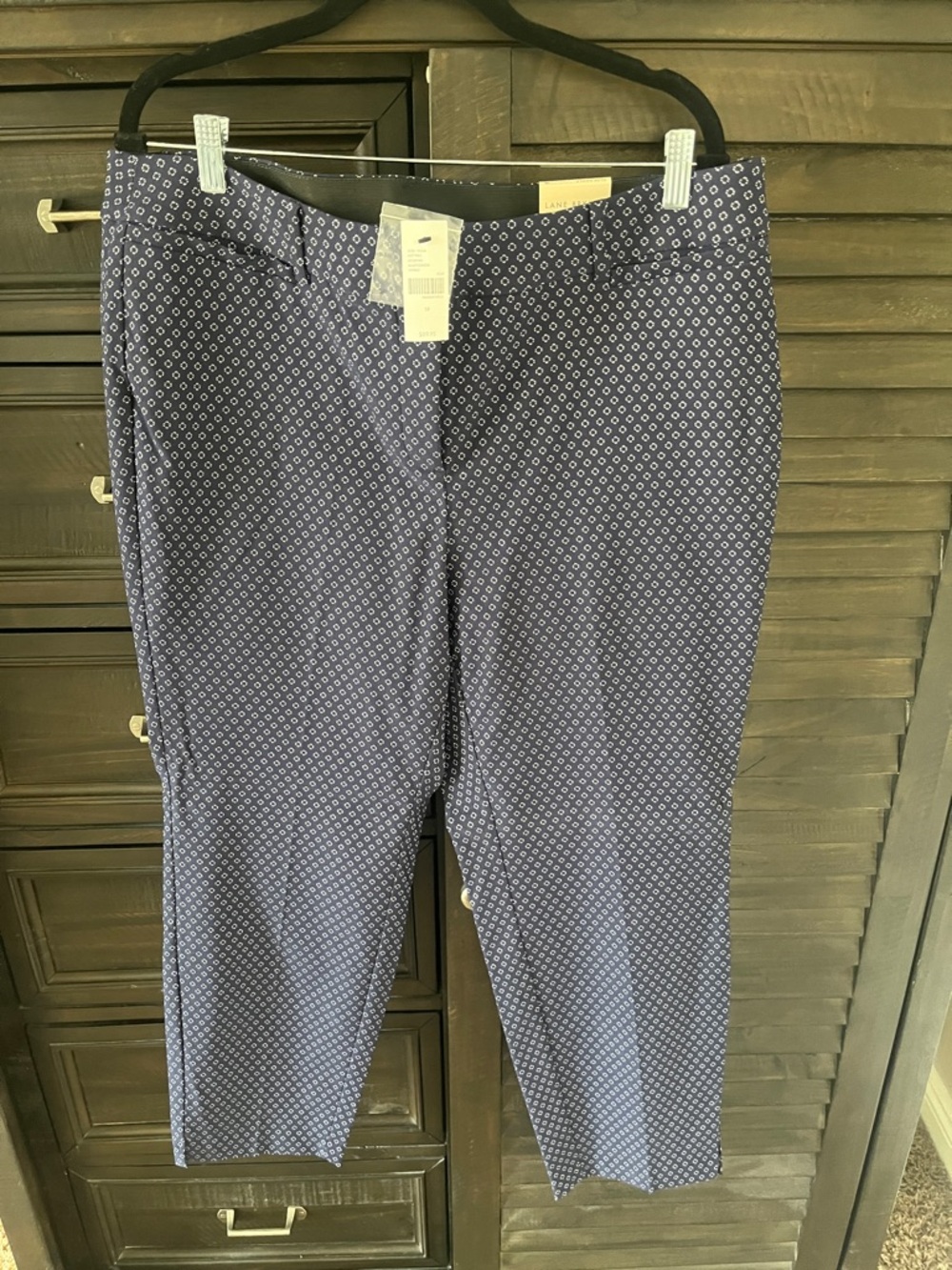 Lane Bryant Navy Geometric-Print slim ankle pants